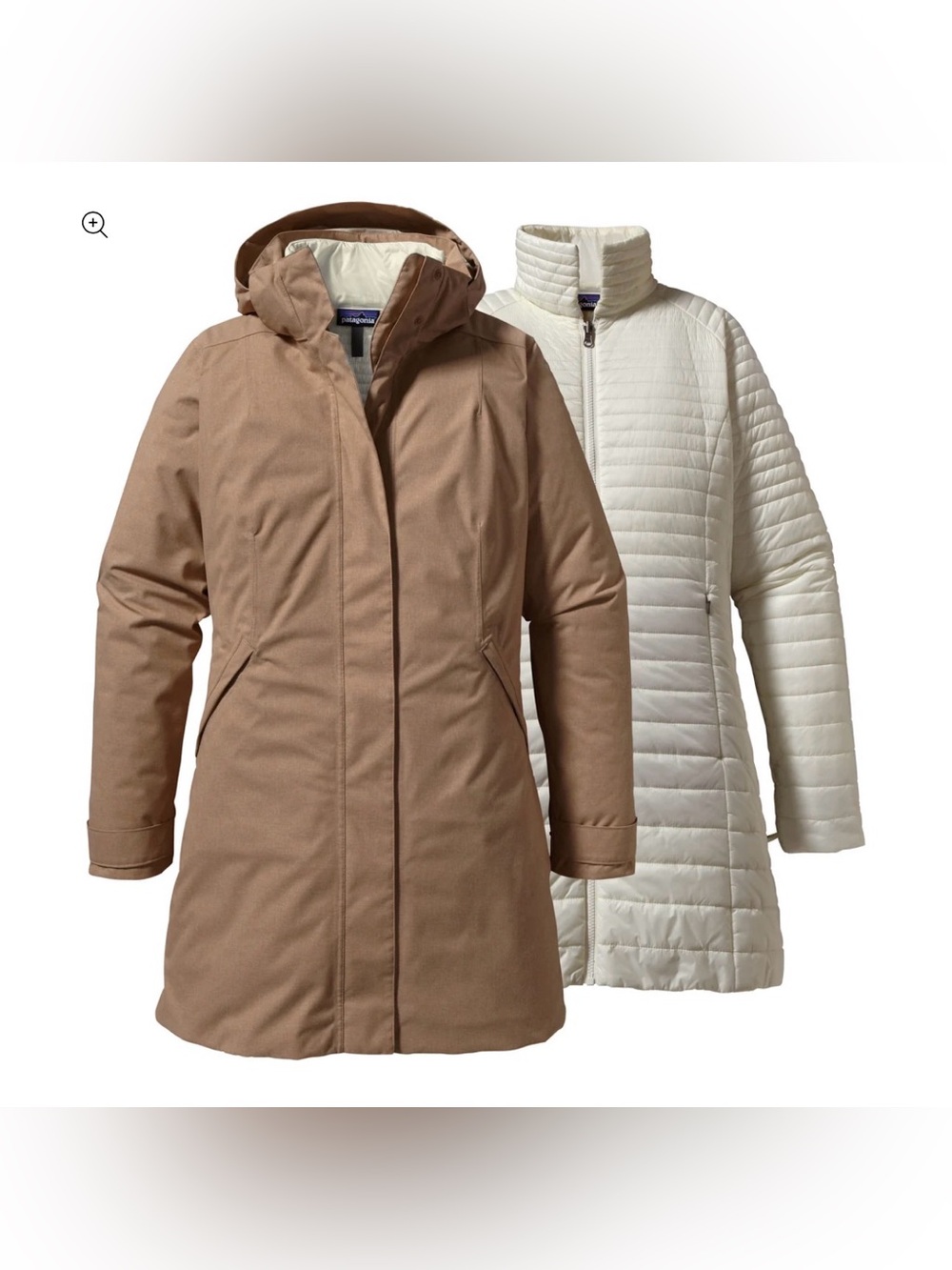 Patagonia Vosque 3 in 1 Parka=Tan Trench Coat with Cream Removable Liner